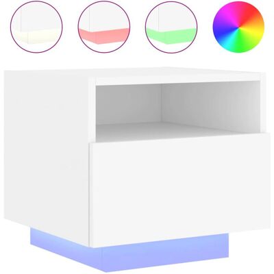 vidaXL 836798 Weiß Nachttisch mit LED-Licht vidaXL 836798 Weiß Nachttisch mit LED-Licht