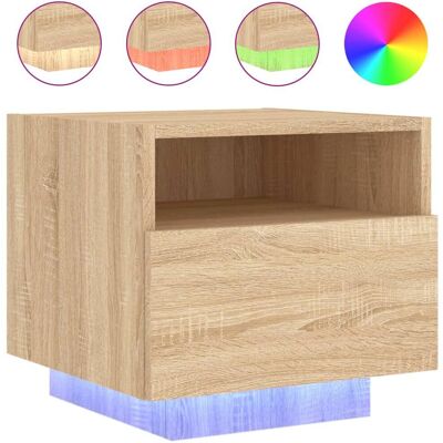 vidaXL Nachttisch - Sonoma Eiche - LED Beleuchtung - 40x39x37 cm - Nachttisch vidaXL Nachttisch - Sonoma Eiche - LED Beleuchtung - 40x39x37 cm - Nachttisch