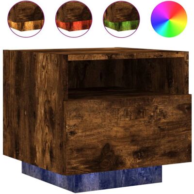 vidaXL Nachttisch mit LED-Leuchten Räuchereiche 40x39x37 cm - Nachttisch vidaXL Nachttisch mit LED-Leuchten Räuchereiche 40x39x37 cm - Nachttisch
