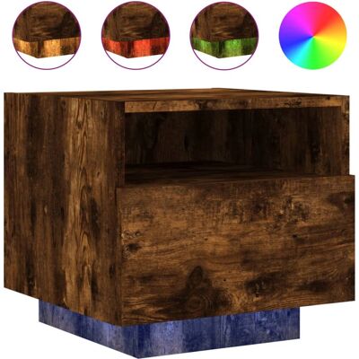 vidaXL Nachttisch - Gerookt Eichen - LED-Lichter - 2 Stück - 40x39x37 cm vidaXL Nachttisch - Gerookt Eichen - LED-Lichter - 2 Stück - 40x39x37 cm