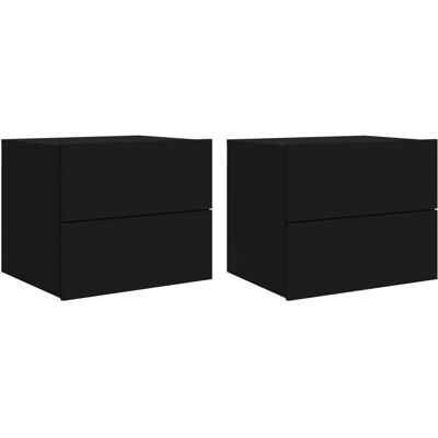 vidaXL Nachttisch - Wand-Nachttische mit LED-Leuchten - Schwarz vidaXL Nachttisch - Wand-Nachttische mit LED-Leuchten - Schwarz