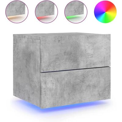 vidaXL Nachttisch - Wand-Nachttisch mit LED-Leuchten - Betonggrau vidaXL Nachttisch - Wand-Nachttisch mit LED-Leuchten - Betonggrau