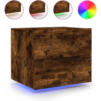 vidaXL Wand-Nachttisch mit LED-Leuchten Räuchereiche - Nachttisch vidaXL Wand-Nachttisch mit LED-Leuchten Räuchereiche - Nachttisch