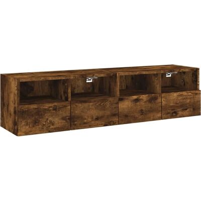 vidaXL TV Wall Cabinets - Smoked Oak - 2 pcs - 60x30x30 cm - Wall-Mounted TV Units vidaXL TV Wall Cabinets - Smoked Oak - 2 pcs - 60x30x30 cm - Wall-Mounted TV Units