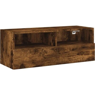 vidaXL TV Wall Cabinet Smoked Oak - TV Wall Cabinet vidaXL TV Wall Cabinet Smoked Oak - TV Wall Cabinet