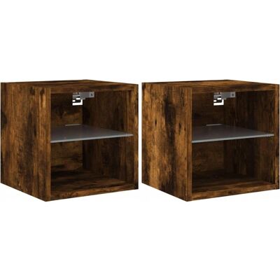 vidaXL Wandmeubels voor TV met LED - 2 stuks Gerookt Eiken vidaXL Wandmeubels voor TV met LED - 2 stuks Gerookt Eiken
