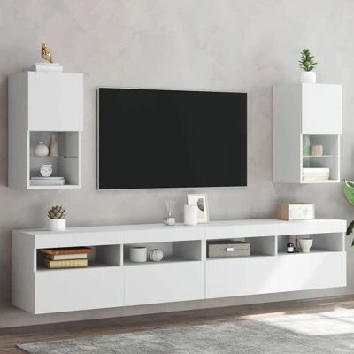 vidaXL - TV-Möbel - 2 Stück - weiß - LED-Beleuchtung - 30,5x30x60cm vidaXL - TV-Möbel - 2 Stück - weiß - LED-Beleuchtung - 30,5x30x60cm