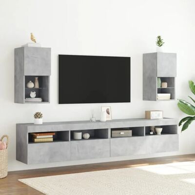vidaXL TV-Möbel mit LED-Licht Grau Beton 30,5x30x60cm vidaXL TV-Möbel mit LED-Licht Grau Beton 30,5x30x60cm