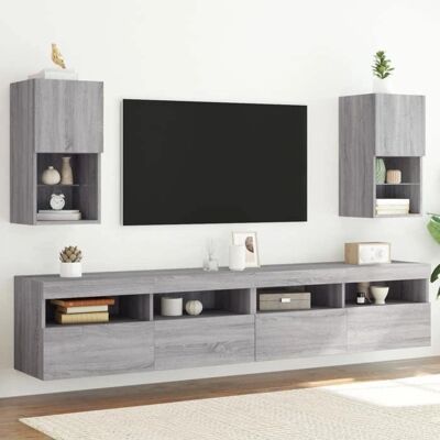 vidaXL Wandmontierter TV-Schrank mit RGB-LED Grau Sonoma vidaXL Wandmontierter TV-Schrank mit RGB-LED Grau Sonoma