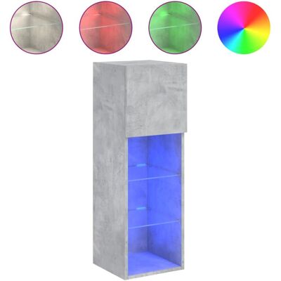 vidaXL 837007 TV-Schrank - LED-Lichter - Beton Grau - 30,5x30x90 cm vidaXL 837007 TV-Schrank - LED-Lichter - Beton Grau - 30,5x30x90 cm