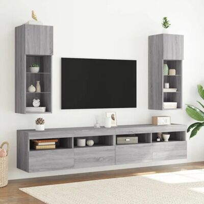 vidaXL Graues Sonoma LED TV-Möbel - TV-Schrank vidaXL Graues Sonoma LED TV-Möbel - TV-Schrank
