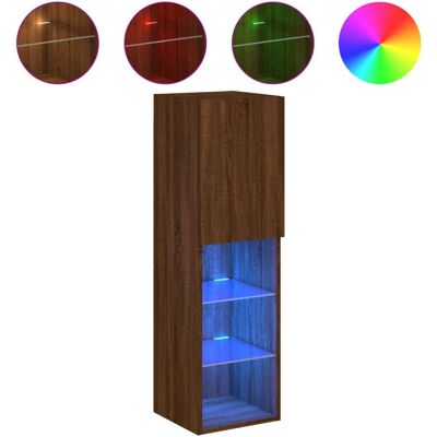 vidaXL 837027 Brauner Eichen TV-Schrank mit LED-Lichtern - TV-Möbel vidaXL 837027 Brauner Eichen TV-Schrank mit LED-Lichtern - TV-Möbel