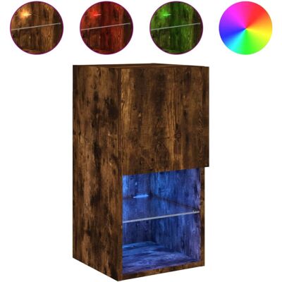 vidaXL 837061 Rauch Eiche TV-Schrank mit LED-Lichtern - TV Möbel vidaXL 837061 Rauch Eiche TV-Schrank mit LED-Lichtern - TV Möbel