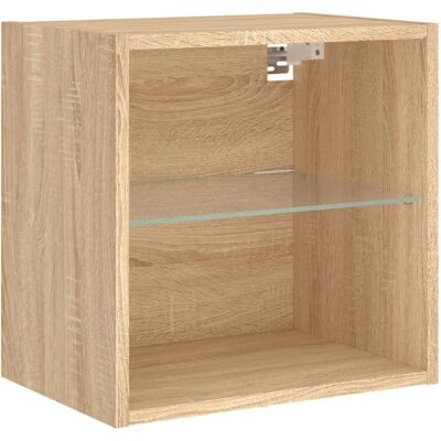 vidaXL Nachttisch Sonoma Eiche Wandmontiert mit LED-Lichtern vidaXL Nachttisch Sonoma Eiche Wandmontiert mit LED-Lichtern