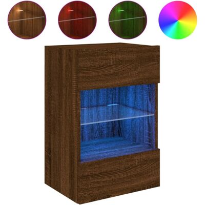 vidaXL Brauner Eichen TV-Wandregal 40x30x60,5 cm mit LED-Lichtern - TV Wandmöbel vidaXL Brauner Eichen TV-Wandregal 40x30x60,5 cm mit LED-Lichtern - TV Wandmöbel