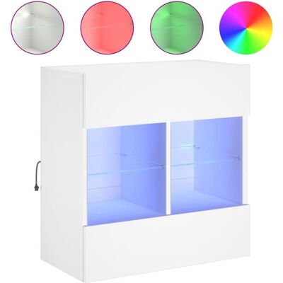vidaXL 837092 Witte muur-tv-kast met LED-verlichting - TV-kast vidaXL 837092 Witte muur-tv-kast met LED-verlichting - TV-kast