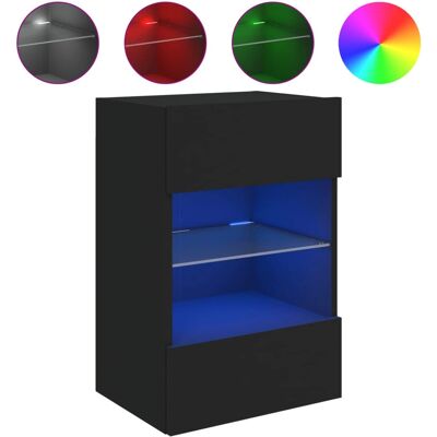 vidaXL 837093 Meuble TV mural noir avec LED - Publicité vidaXL 837093 Meuble TV mural noir avec LED - Publicité