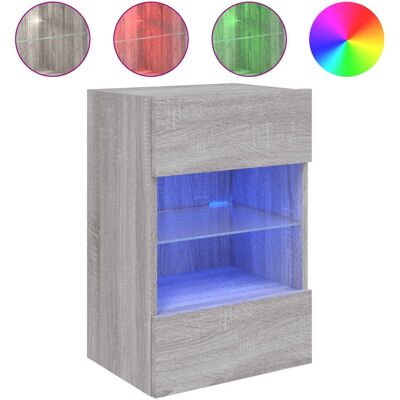 vidaXL TV Wandregal mit LED-Lichtern Grau Sonoma 58,5x30x60,5 cm vidaXL TV Wandregal mit LED-Lichtern Grau Sonoma 58,5x30x60,5 cm