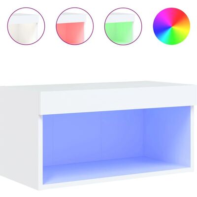 vidaXL 837127 Meuble TV blanc avec lumières LED - Meuble TV - Publicité vidaXL 837127 Meuble TV blanc avec lumières LED - Meuble TV - Publicité