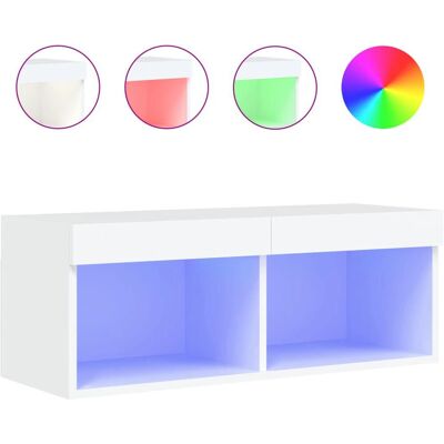 vidaXL 837141 Meuble TV Blanc avec LED - Unité de Rangement TV - Publicité vidaXL 837141 Meuble TV Blanc avec LED - Unité de Rangement TV - Publicité