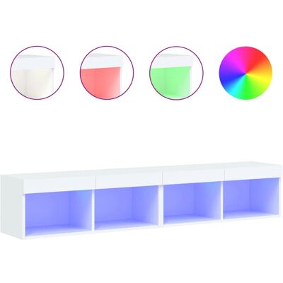 vidaXL TV-Schränke mit LED-Lichtern - Medienstation - 2 Stück Weiß vidaXL TV-Schränke mit LED-Lichtern - Medienstation - 2 Stück Weiß