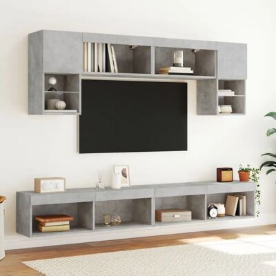 vidaXL TV-Möbel mit LED-Leuchten - 2 Stück Beton Grau vidaXL TV-Möbel mit LED-Leuchten - 2 Stück Beton Grau