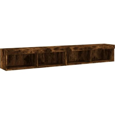 vidaXL TV-Schränke mit LED-Licht - Rauch Eiche - 2 Stück - 100x30x30 cm vidaXL TV-Schränke mit LED-Licht - Rauch Eiche - 2 Stück - 100x30x30 cm