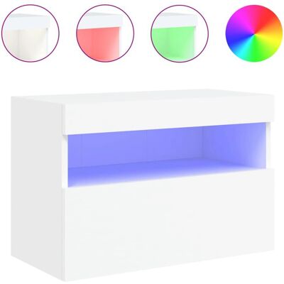 vidaXL 837183 Weißes Wand-TV-Schrank mit LED-Lichtern - TV Schrank vidaXL 837183 Weißes Wand-TV-Schrank mit LED-Lichtern - TV Schrank