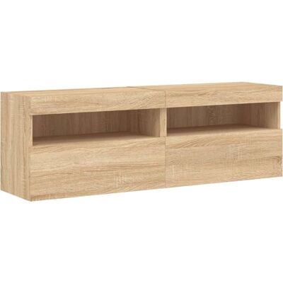 vidaXL Wandregale mit LED-Lichtern Sonoma Eiche - 2 Stück vidaXL Wandregale mit LED-Lichtern Sonoma Eiche - 2 Stück