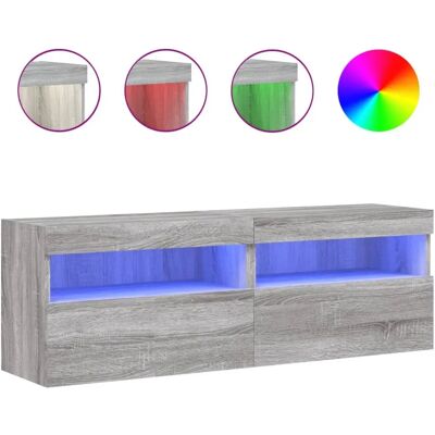 vidaXL 837193 Graues Sonoma Wand-TV-Schrank mit LED-Lichtern - Fernsehmöbel vidaXL 837193 Graues Sonoma Wand-TV-Schrank mit LED-Lichtern - Fernsehmöbel
