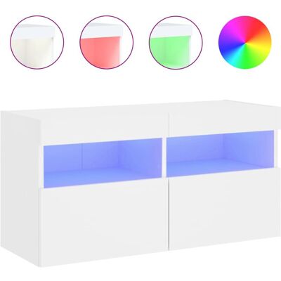 vidaXL Wit Wandgemonteerde TV Kast met LED Verlichting - TV Kast vidaXL Wit Wandgemonteerde TV Kast met LED Verlichting - TV Kast