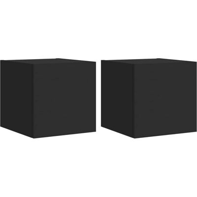 vidaXL Wandregale mit LED-Beleuchtung - 2 Stück Schwarz - Wandmontierte TV-Units vidaXL Wandregale mit LED-Beleuchtung - 2 Stück Schwarz - Wandmontierte TV-Units