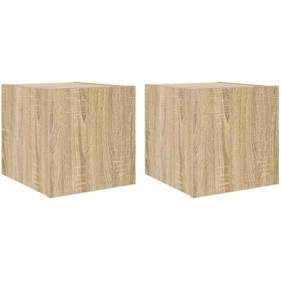 vidaXL TV Wandkasten met LED-verlichting - 2 stuks Sonoma Eik vidaXL TV Wandkasten met LED-verlichting - 2 stuks Sonoma Eik