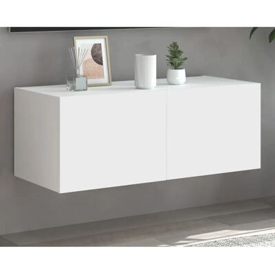 vidaXL Weißes TV-Wandregal mit LED-Leuchten - Fernsehmöbel vidaXL Weißes TV-Wandregal mit LED-Leuchten - Fernsehmöbel