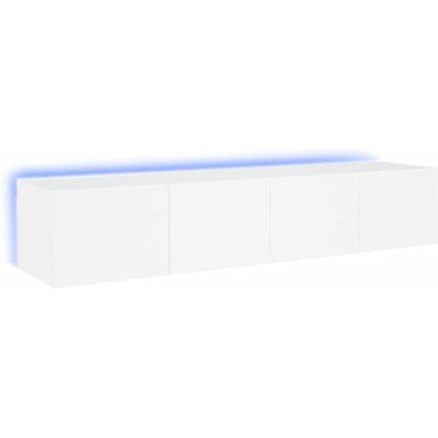 vidaXL Wandregale mit LED-Leuchten - 2 Stück Weiß - Wandmontierte TV-Einheiten vidaXL Wandregale mit LED-Leuchten - 2 Stück Weiß - Wandmontierte TV-Einheiten