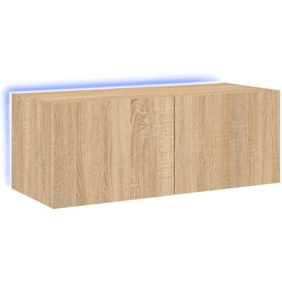 vidaXL TV-Wandmöbel mit LED-Beleuchtung Sonoma Eiche - TV Wandmöbel vidaXL TV-Wandmöbel mit LED-Beleuchtung Sonoma Eiche - TV Wandmöbel