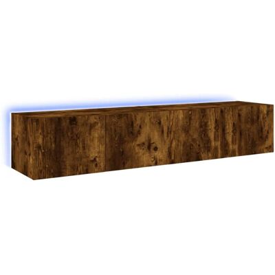 vidaXL TV-Wandregal mit LED-Leuchten - Räuchereiche - 2 Stück vidaXL TV-Wandregal mit LED-Leuchten - Räuchereiche - 2 Stück