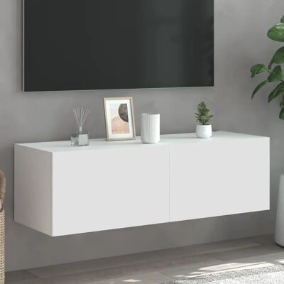 vidaXL Weiß LED Wandregal - Wandmontierter TV-Schrank vidaXL Weiß LED Wandregal - Wandmontierter TV-Schrank