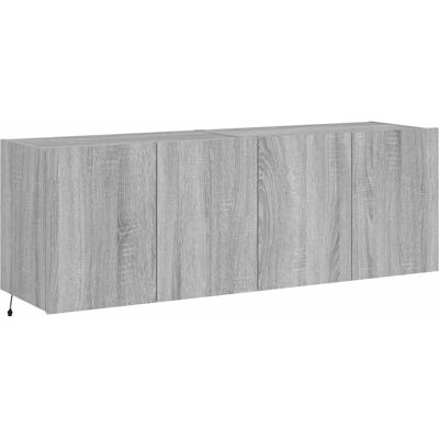 vidaXL Muebles de pared con luces LED - 2 piezas - Gris Sonoma vidaXL Muebles de pared con luces LED - 2 piezas - Gris Sonoma