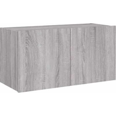 vidaXL TV Wandmeubel met LED-lichten - Grijs Sonoma - Wand TV Kast vidaXL TV Wandmeubel met LED-lichten - Grijs Sonoma - Wand TV Kast