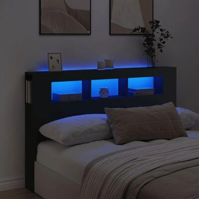 vidaXL Musta LED-sängynpääty 160x18,5x103,5 cm - Headboard vidaXL Musta LED-sängynpääty 160x18,5x103,5 cm - Headboard