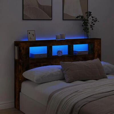 vidaXL Räuchereiche LED-Kopfteil 160x18,5x103,5 cm - Kopfteil vidaXL Räuchereiche LED-Kopfteil 160x18,5x103,5 cm - Kopfteil