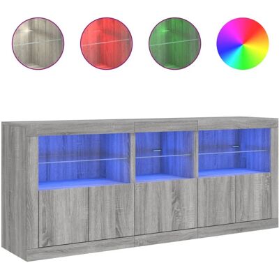 vidaXL Harmaa Sonoma sivupöytä LED-valoilla - Sideboard vidaXL Harmaa Sonoma sivupöytä LED-valoilla - Sideboard