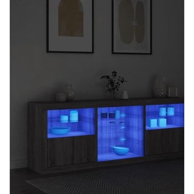 vidaXL Harmaa Sonoma Lipasto - Säilytys & LED-valot vidaXL Harmaa Sonoma Lipasto - Säilytys & LED-valot