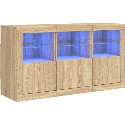 vidaXL Sideboard met LED-verlichting in Sonoma Eik - Kast vidaXL Sideboard met LED-verlichting in Sonoma Eik - Kast