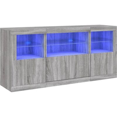 vidaXL Buffet gris Sonoma avec lumières LED - Buffet vidaXL Buffet gris Sonoma avec lumières LED - Buffet