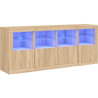 vidaXL Sonoma Eiche Sideboard mit LED-Lichtern - Stauraum & Display vidaXL Sonoma Eiche Sideboard mit LED-Lichtern - Stauraum & Display
