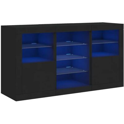 vidaXL Sideboard mit LED-Leuchten Schwarz - Sideboard vidaXL Sideboard mit LED-Leuchten Schwarz - Sideboard