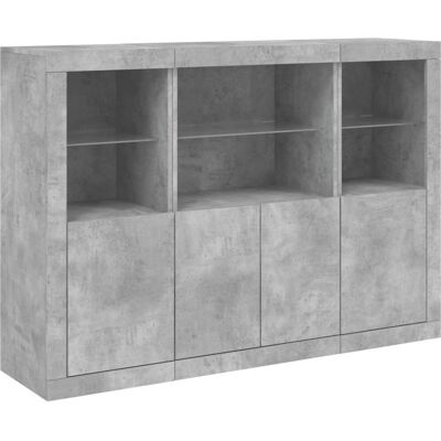 vidaXL Buffet gris béton avec lumières LED - 3 pièces - Publicité vidaXL Buffet gris béton avec lumières LED - 3 pièces - Publicité