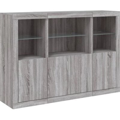 vidaXL Sonoma Gris 3 Pièces Buffet avec Lumières LED - Buffet - Publicité vidaXL Sonoma Gris 3 Pièces Buffet avec Lumières LED - Buffet - Publicité